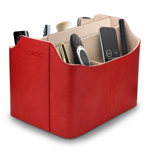Londo Leather Remote Control Organizer and Caddy with Tablet Slot