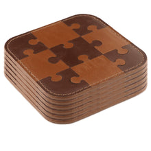 Load image into Gallery viewer, Londo Jigsaw Puzzle Leather Coasters (Set of 6) - Non-Slip Surface