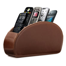 Load image into Gallery viewer, Londo Leather Remote Control Holder Organizer with Suede Lining for DVD Blu-ray TV Roku or Apple TV Remotes