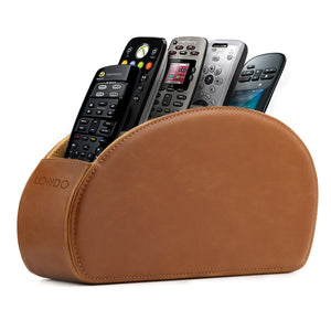 Londo Leather Remote Control Holder Organizer with Suede Lining for DVD Blu-ray TV Roku or Apple TV Remotes
