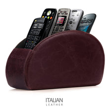 Load image into Gallery viewer, Londo Remote Controller Holder Organizer Store DVD Blu-ray TV Roku or Apple TV Remotes - Italian Genuine Leather with Suede Lining Living or Bedroom Storage