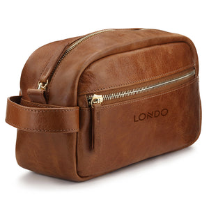 Londo Genuine Leather Travel Toiletry Dopp Kit, Makeup Shaving Organizer Bag, Case - Unisex