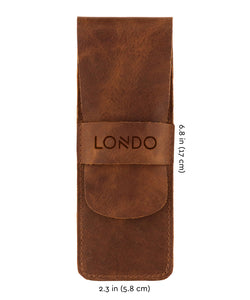 Londo Genuine Leather Pen Case with Sleeve Cover, Pencil Pouch Stationery Bag