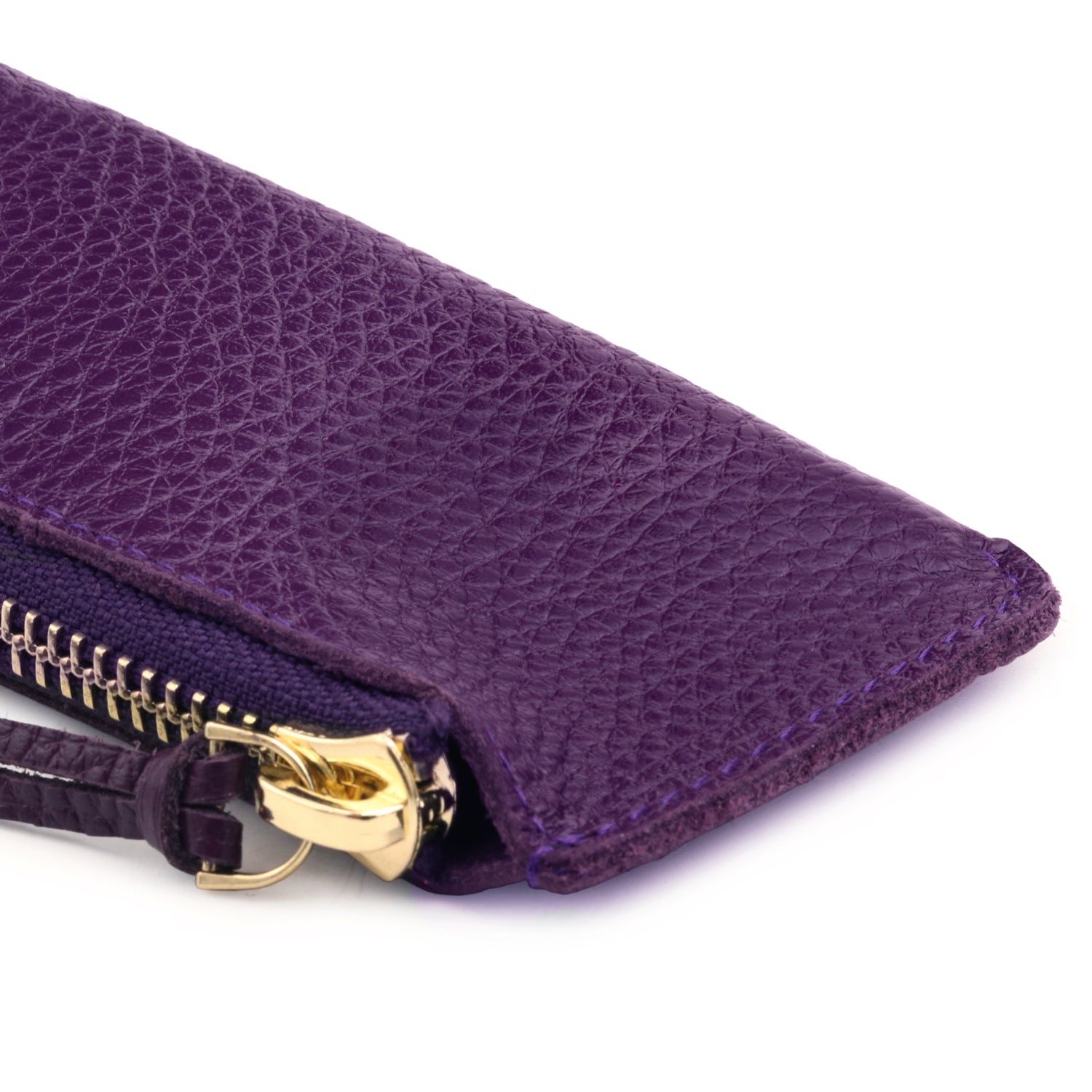 Londo Genuine Leather Padfolio with Pencil Holder Notepad and Zipper Closure (Purple)