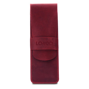 Londo Genuine Leather Pen Case with Sleeve Cover, Pencil Pouch Stationery Bag