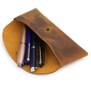 Londo Genuine Leather Snap Cover Retro Pen and Pencil Case