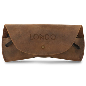 Londo Genuine Leather Eyeglass Case with Button Closure