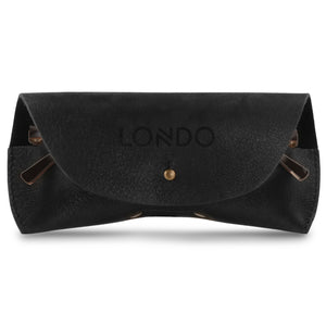 Londo Genuine Leather Eyeglass Case with Button Closure