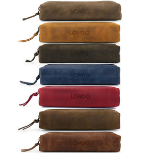 Londo Genuine Leather Zipper Pen, Pencil & Cosmetic Case